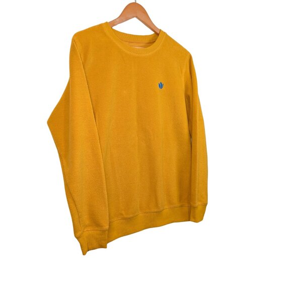 Dutch Bros Mens Sweatshirt Medium Yellow Crewneck Cotton Logo Embroidered - Picture 2 of 8